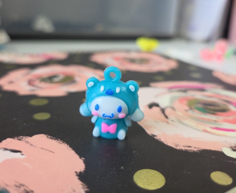 Sanrio Teal Blue Character Charm with Pink Bow - Kids Hair Accessory